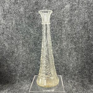 Vintage Anchor Hocking Stars & Bars Starburst Clear Glass 9” Tall Bud Vase